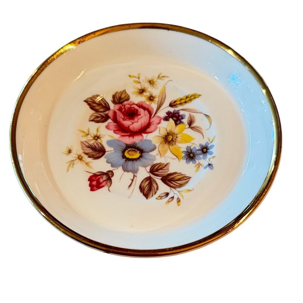 Royal‎ Sutherland Fine Bone China Floral Trinket Dish Gold Staffordshire 4.5"
